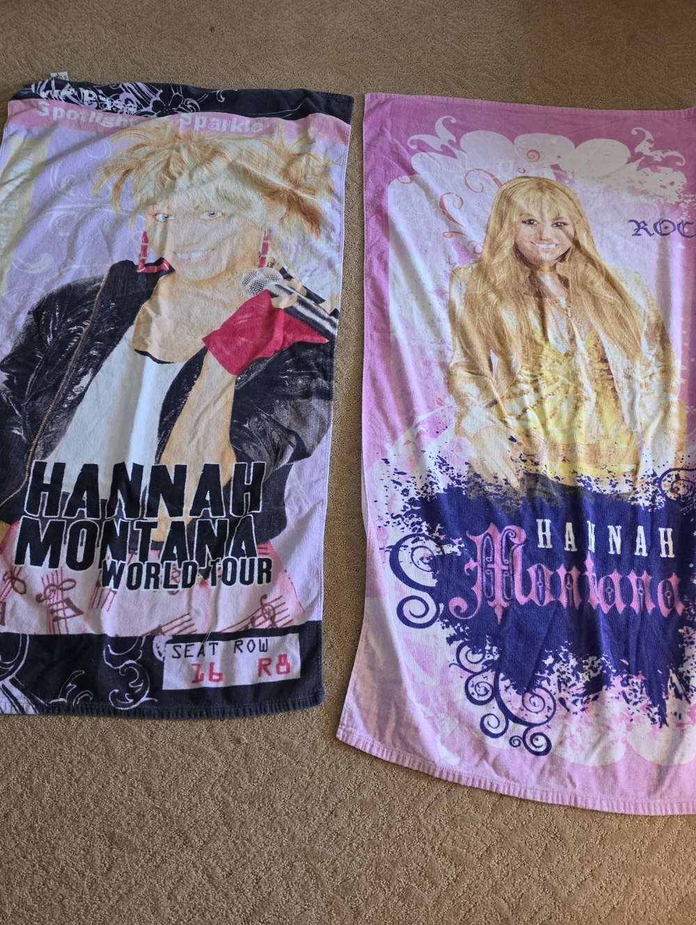 Lot of 2 Y2K Hannah Montana Towels Disney Channel Miley Cyrus